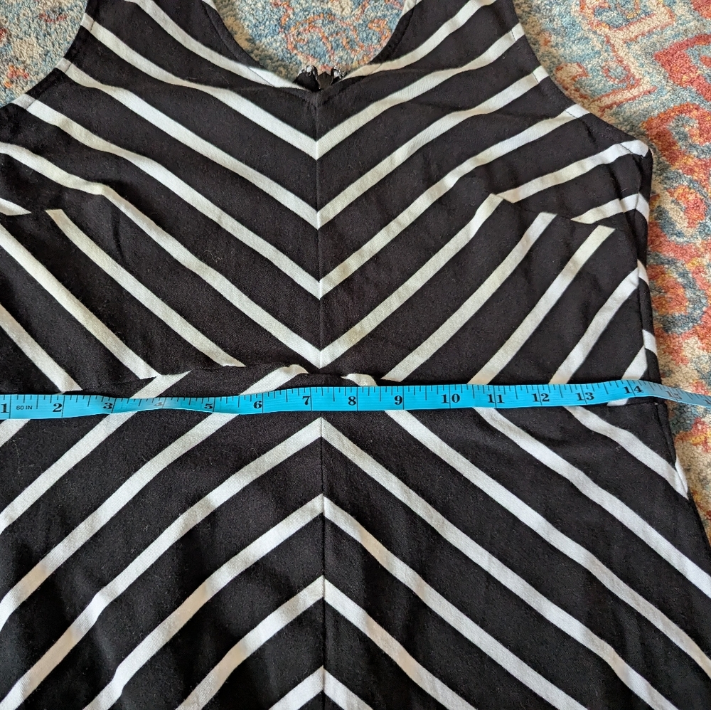 Talbots Womens Small Black White Stripe Chevron Open Back Stretch Maxi Dress 171 - Picture 11 of 13